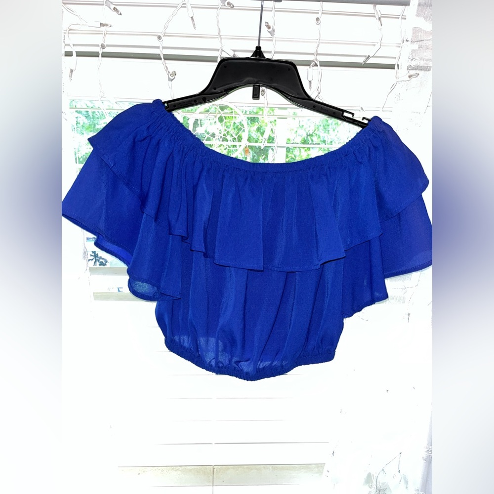 Blue crop blouse